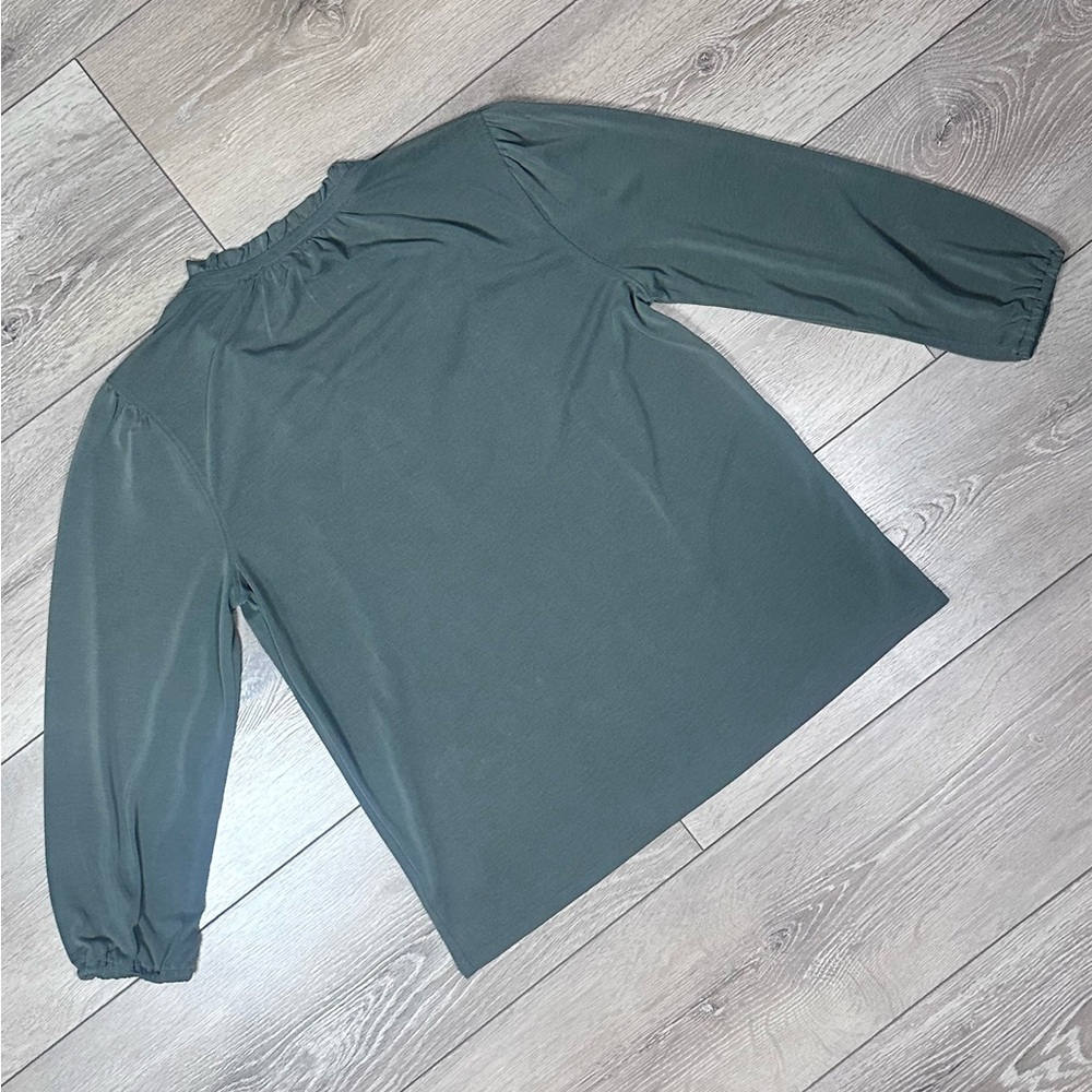 Lucky Brand *Green* Sandwash Ruffled Peasant Top - Picture 12 of 14